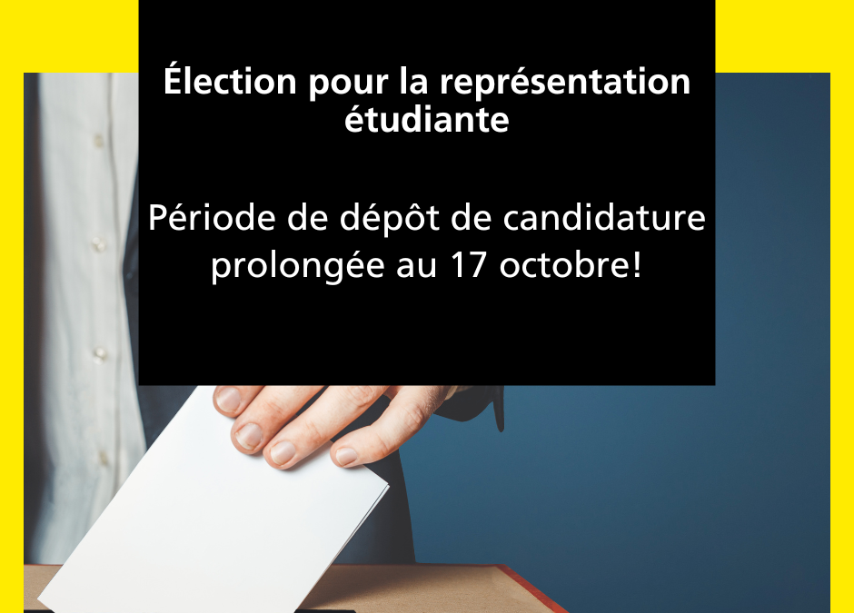 Élection 2022 – Représentation des membres étudiants et nouvellement diplômés de l’AAQ – mise en candidature prolongée au 14 octobre 